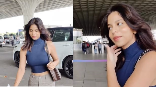 Suhana Khan flaunts new hairstyle at airport, looks cool in perfect travel outfit. Watch video
